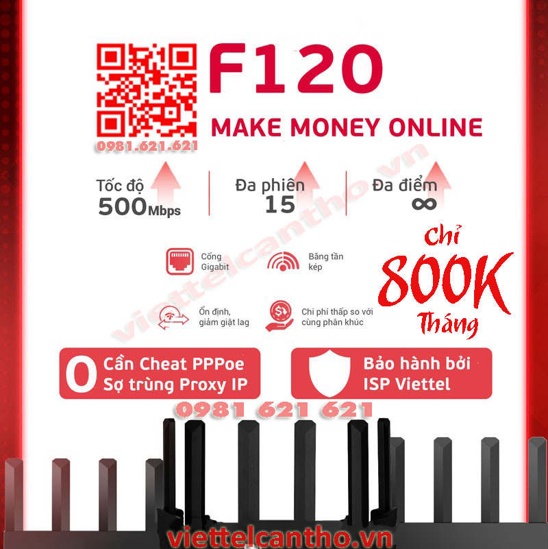 Gói Cước Internet Đa Phiên F120 Viettel